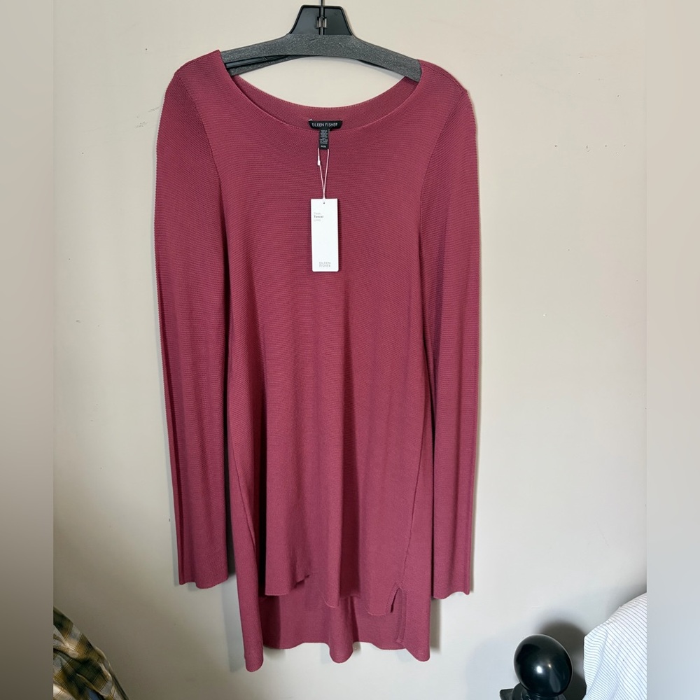 NWT Eileen Fisher Sleek Tencel Links Ballet Neck Sweater Size Medium